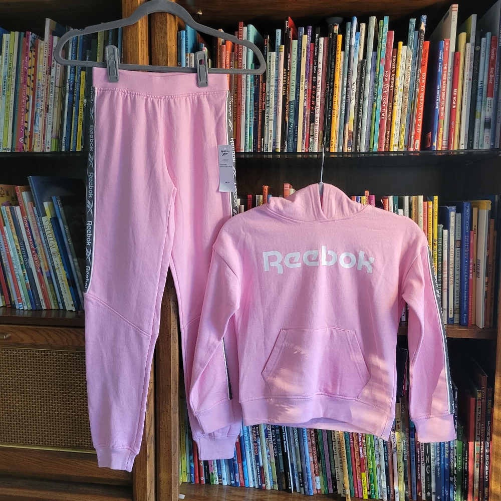 Reebok Pink Fleece Hoodie and Joggers Set, kids size 8, NWT